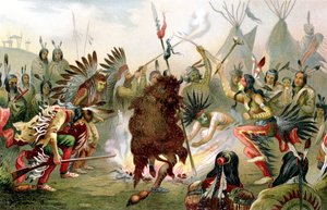 Sioux oorlogsdans, 1888 door Unbekannt