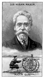 Sir Hiram Stevens Maxim, uitvinder van het Maxim-geweer