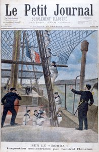 Zesmaandelijkse inspectie door admiraal Roustan aan boord van de Borda, 1902 door Unbekannt