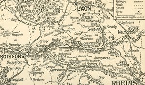 Schetskaart van de Vallei van de Aisne boven Soissons door Unbekannt