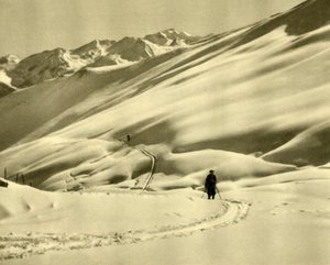 Skiën bij Upper Schlossalm, nabij Bad Hofgastein, Oostenrijk, ca. 1935