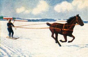 Skijöring in Zweden, ca. 1928