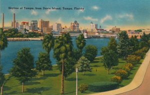 Skyline van Tampa, vanaf Davis Island, Tampa, Florida, ca. 1940s door Unbekannt