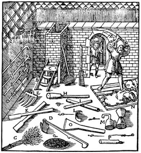 Smelten van ertsen goud, zilver, koper en lood, 1556 door Unbekannt