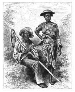 Slangenbezweerder en Houtskoolmeisje, Martinique, ca. 1890 door Unbekannt