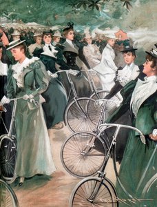 Dames van de Maatschappij Fietsen in Hyde Park, Londen