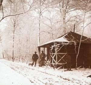 Soldaten in de sneeuw, Marquenterre, Noord-Frankrijk, c1914-c1918