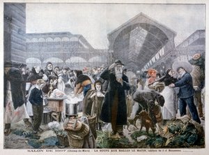 Soepkraam op de Les Halles Markt in de ochtend door Unbekannt