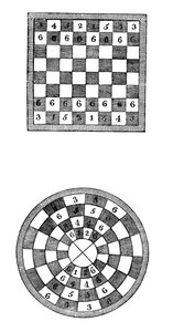 Vierkante en ronde schaakborden, 14e eeuw, 1833