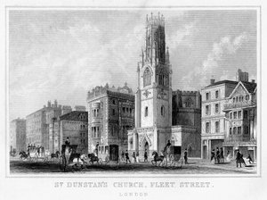 St Dunstans Kerk, Fleet Street, City of London, 19e eeuw door Unbekannt