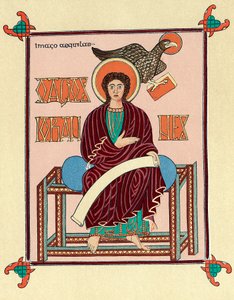 Sint Jan de Evangelist uit het Lindisfarne Durham Evangelieboek, ca. 720 door Unbekannt