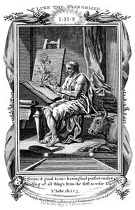 St. Lucas de Evangelist schrijft zijn evangelie, ca. 1808 door Unbekannt