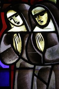 Glas-in-loodraam in Notre-Dame-de-la-Trinité kerk Nonnen, Blois, Frankrijk