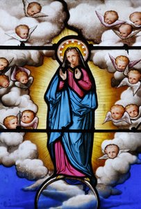 Glas-in-lood in de Saint-Louis kathedraal: Maagd Maria, Blois, Frankrijk door Unbekannt