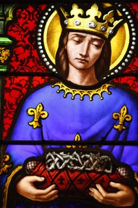 Glas-in-lood in de Sint-Pauluskerk, Lyon: Sint Lodewijk draagt de doornenkroon, Lyon, Frankrijk door Unbekannt