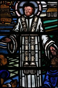 Glas-in-loodraam. Saint Vincent de Paul, Parijs, Frankrijk