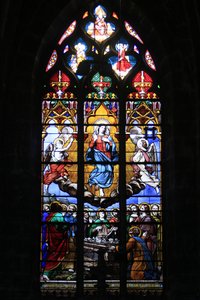 Glas-in-loodraam. De Tenhemelopneming van de Maagd, Bourges, Frankrijk door Unbekannt