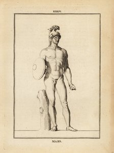 Standbeeld van Mars, Romeinse god van de oorlog, met helm en schild door Unbekannt