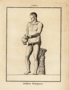 Standbeeld van een naakte atleet met vaas door Unbekannt