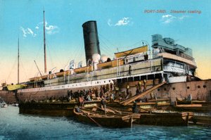 Stoomboot kolen, Port Said, Egypte, 20e eeuw
