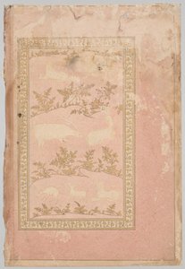 Gestencilde scènes van leeuw en gazelle, ca. 1710