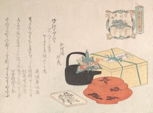 Stilleven, ontwerp van Yogoyomi, picturale kalender, 1816