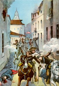 Straatgevecht in Santiago, Cuba, Spaans-Amerikaanse Oorlog door Unbekannt