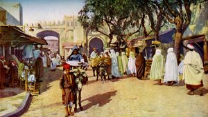 Straatscène, Kairouan, Tunesië, ca. 1924 door Unbekannt
