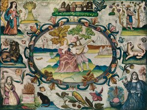 Stump Work Picture, Jacobijnse periode, ca. 1615