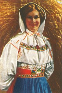 Zweedse vrouw in traditionele klederdracht, ca. 1928