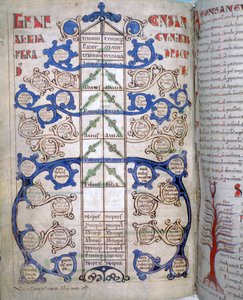 Tabel van de graden van Verwantschap, een pagina uit Liber Floridus, 12e eeuw door Unbekannt