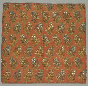 Taffetafragment met Gul-u-Bulbul Roos en Nachtegaalpatroon, 1700s door Unbekannt