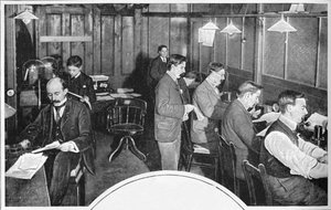 Tape- en telegraafkamer van de Daily Express krant, Londen, ca. 1900-1903 door Unbekannt