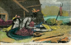 Tatoeëren van een Maori-hoofdman, eind 19e eeuw