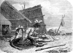 Tatoeëren van een Maori-hoofdman, ca. 1880 door Unbekannt