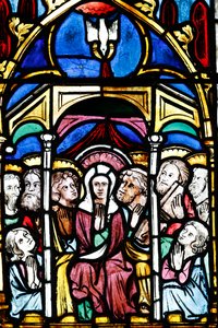 Temple Saint-Étienne Calvinistische kerk, Glas-in-loodraam, De Tenhemelopneming van Maria, Straatsburg, Frankrijk door Unbekannt