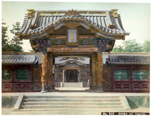 Tempelpoort, Shiba, Tokio, Japan, begin 20e eeuw