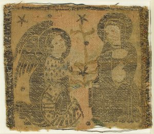 Textiel met De Annunciatie, Italiaans, 14e eeuw door Unbekannt