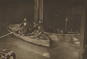 Thames-politie op de nachtpatrouille die de veiligheid van de rivier bewaakt, ca. 1935 door Unbekannt