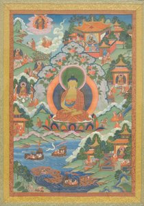 Thanka met Boeddha, 19e eeuw