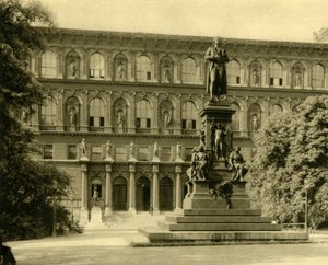 De Academie voor Schone Kunsten en Schiller Monument, Wenen, Oostenrijk, ca. 1935