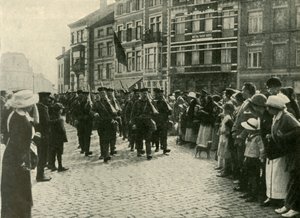 De aankomst van de Britse mariniers in Oostende, Eerste Wereldoorlog, 1914, ca. 1920 door Unbekannt