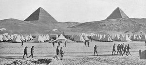 De Australische troepen in Egypte gekampeerd bij de piramides, 1914 door Unbekannt