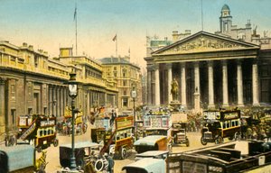 De Bank of England en Royal Exchange, Londen, c1910