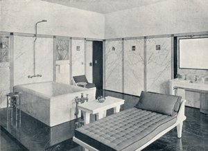 De Badkamer van het Stocletpaleis, Brussel, België, ca. 1914