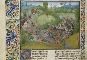 De Slag bij Aljubarrota op 14 augustus 1385, ca 1470-1475 door Unbekannt