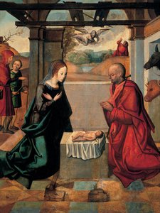 De geboorte van Christus en de annunciatie aan de herders door Unbekannt