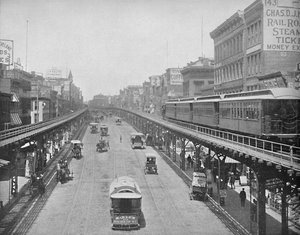 The Bowery, kijkend naar het noorden, New York, c1897