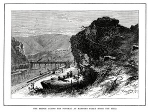 De Brug over de Potomac bij Harpers Ferry, West Virginia, VS, 1877 door Unbekannt