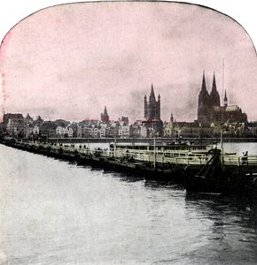 De Brug van Boten over de Rijn, Keulen, Duitsland, begin 20e eeuw